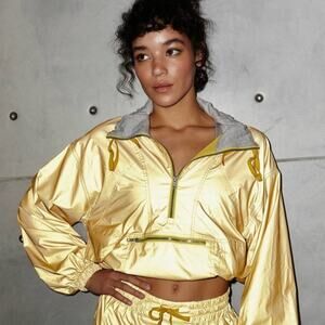 Free People Moonlight Reflective Jacket Gold XS NWT